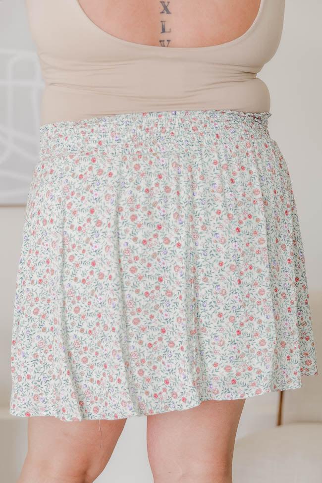 One More Time Ivory/Multi Floral Skirt FINAL SALE Product Image