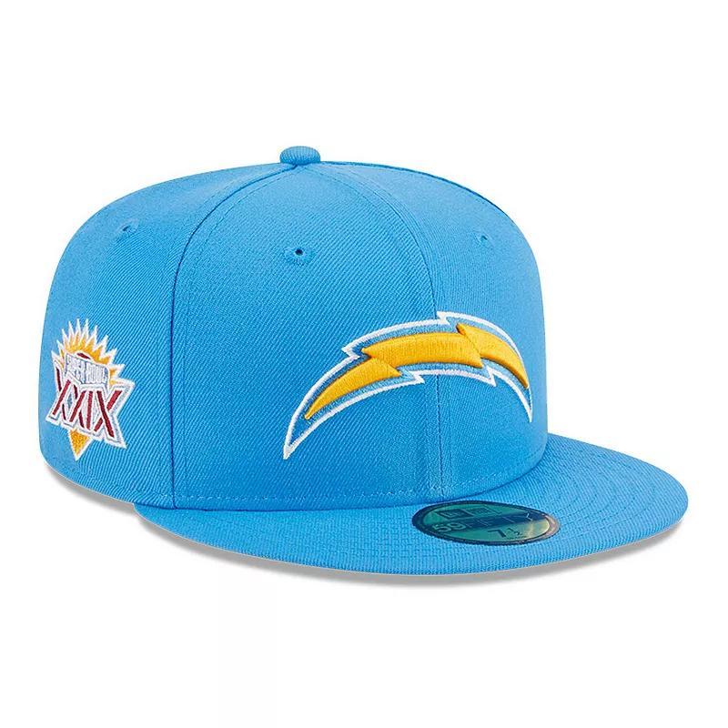 Mens New Era Powder Blue Los Angeles Chargers Main Patch 59FIFTY Fitted Hat Product Image