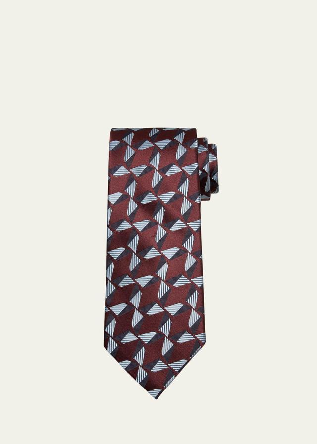 Mens Geometric Jacquard Silk Tie Product Image