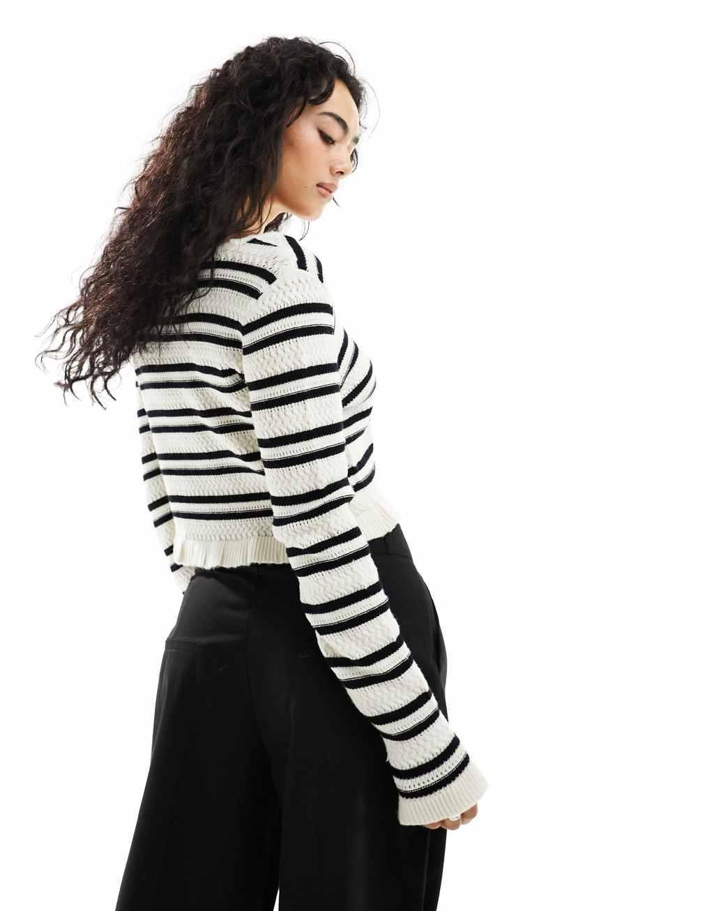 ASOS DESIGN knit cardigan in textured stripe product image