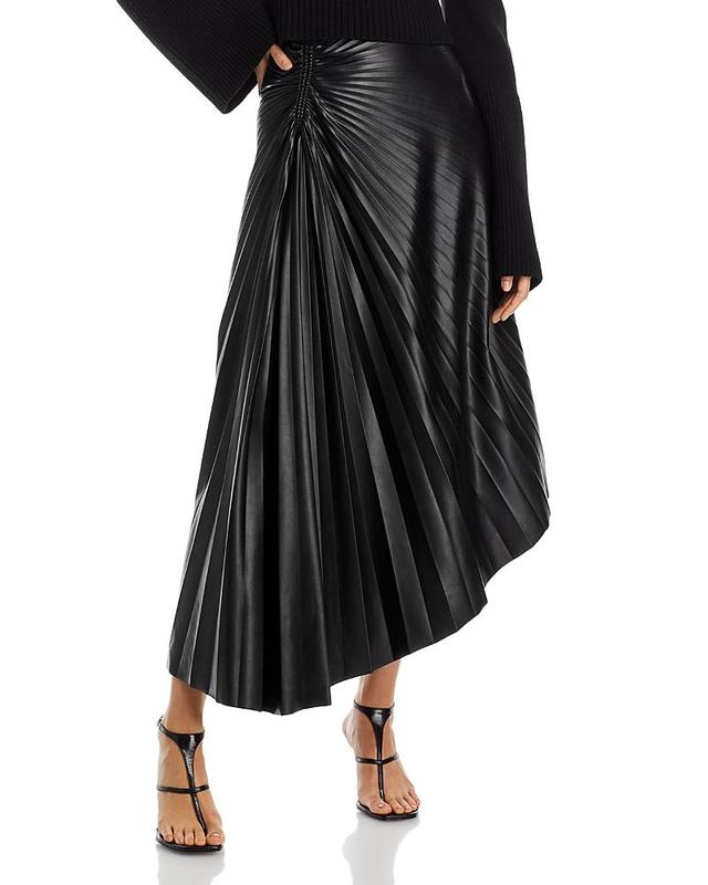 Womens Tracy Pleated Vegan Leather Skirt Product Image