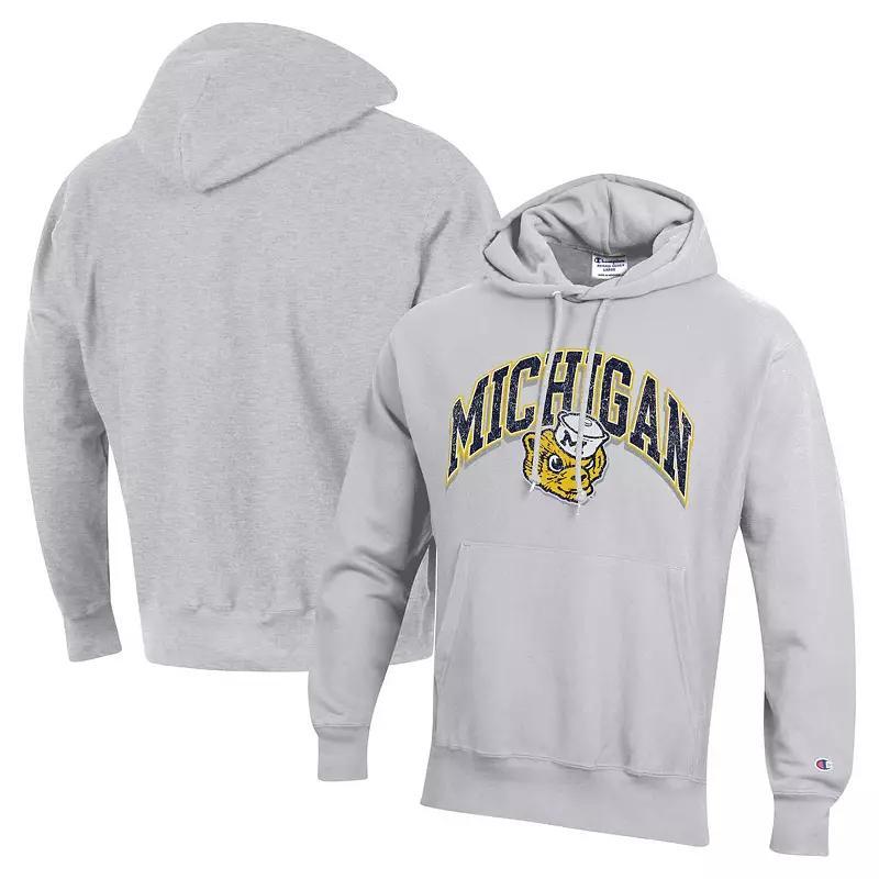 Mens Champion Heather Gray Michigan Wolverines Vault Late Night Reverse Weave Pullover Hoodie Product Image