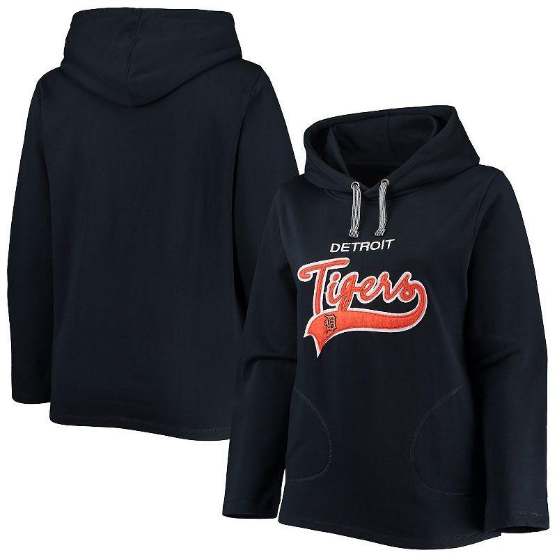 Womens Soft as a Grape Detroit Tigers Plus Size Side Split Pullover Hoodie Blue Product Image