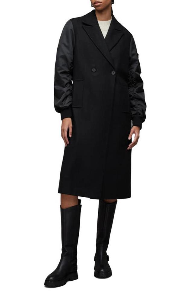 Paulah Mixed Media Coat In Black Product Image