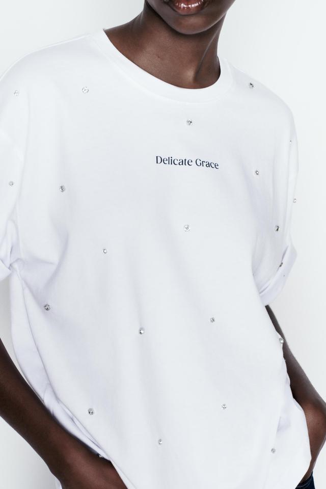 JEWELED TEXT T-SHIRT Product Image