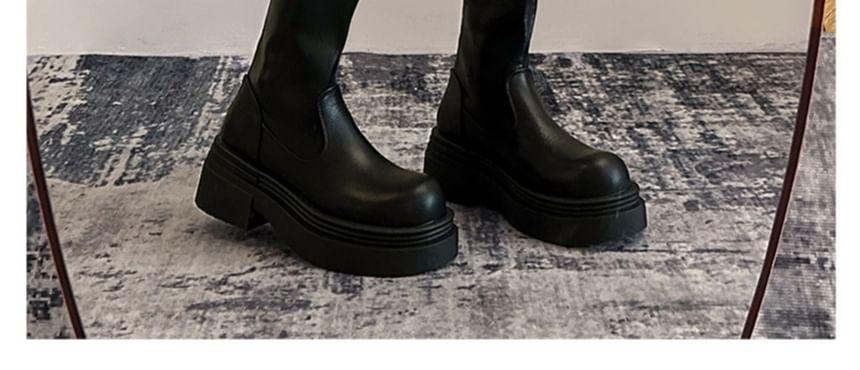 Faux Leather Platform Over-The-Knee Boots Product Image