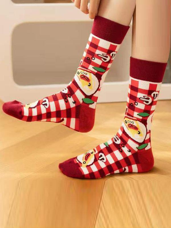 Cartoon Printed Contrast Color Sweat-Absorbing Socks Accessories Product Image