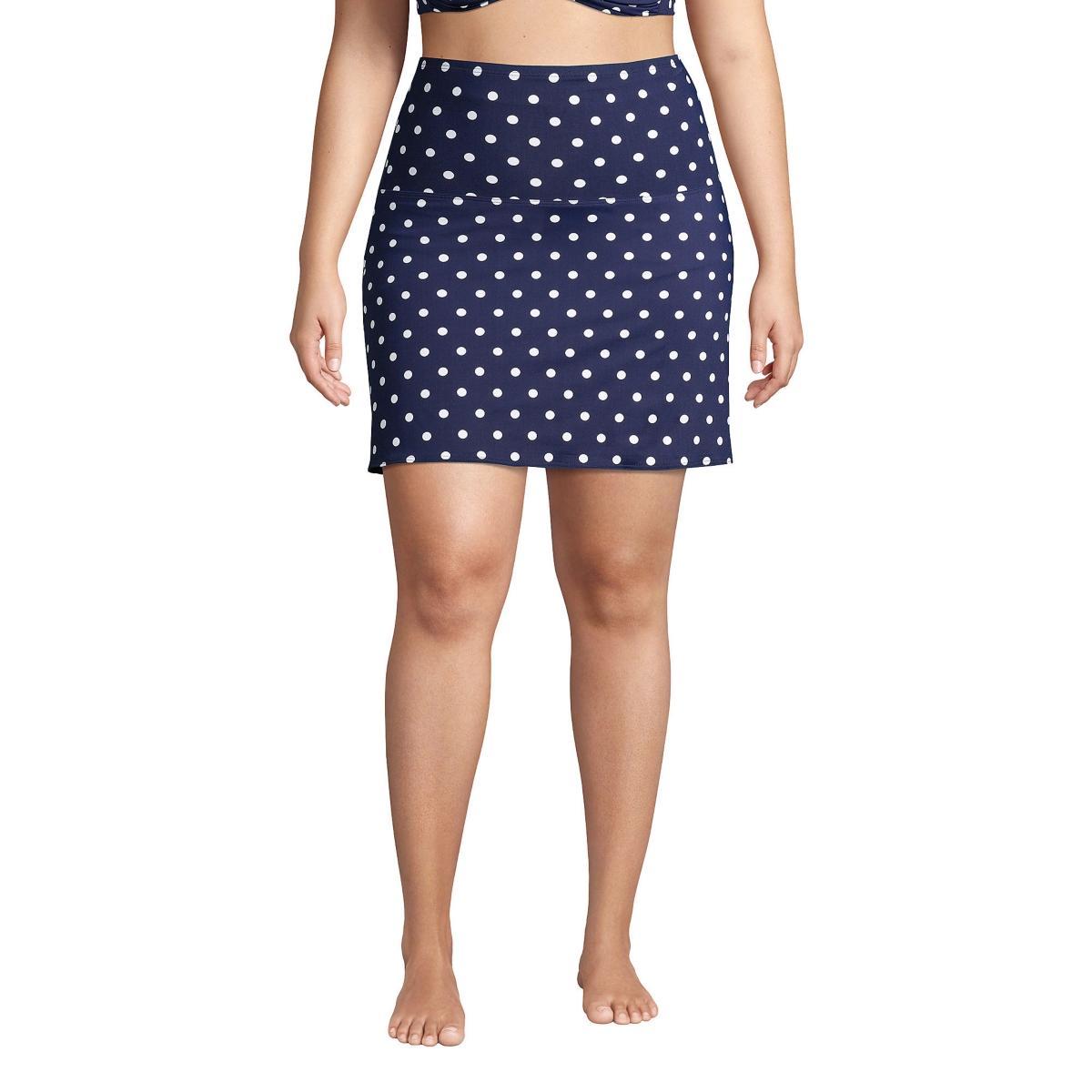 Plus Size Lands End Tummy Control Ultra High-Waist Swim Skirt, Womens Deep Blue Product Image