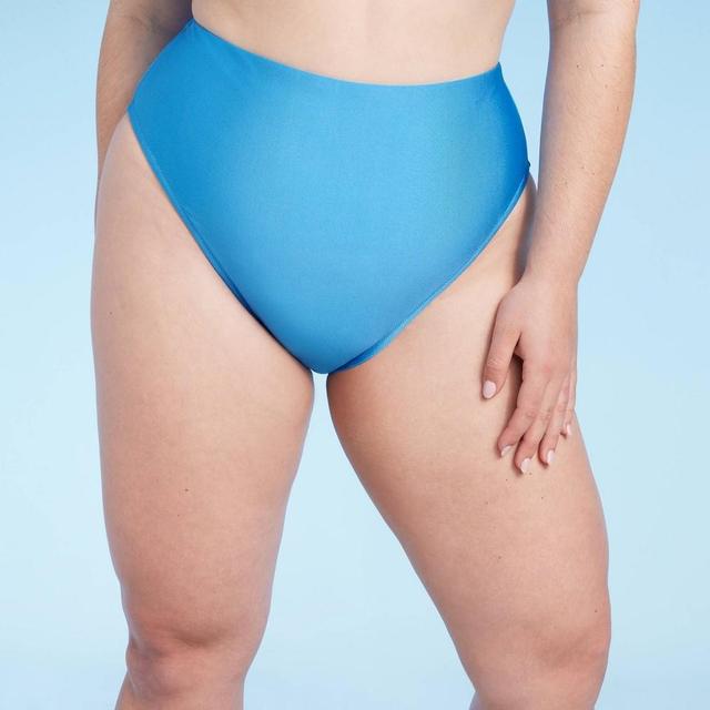 Womens High Waist High Leg Cheeky Bikini Bottom - Shade & Shore Blue Shine 2X Product Image