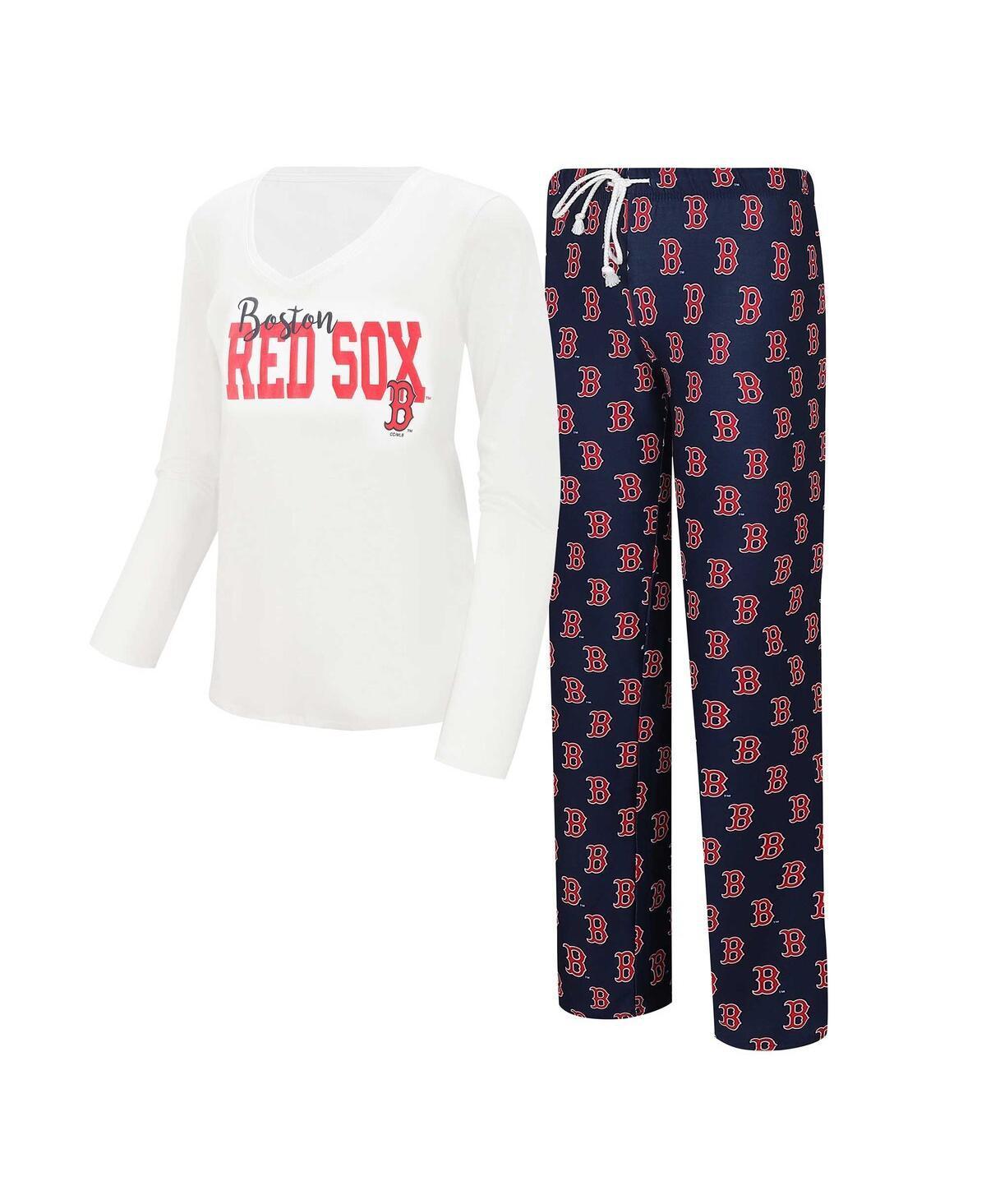 Womens Concepts Sport /Navy Boston Red Sox Long Sleeve V-Neck T-Shirt & Gauge Pants Sleep Set Product Image