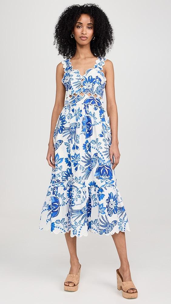 FARM Rio Flowerful Birds Off-White Sleeveless Midi Dress | Shopbop product image