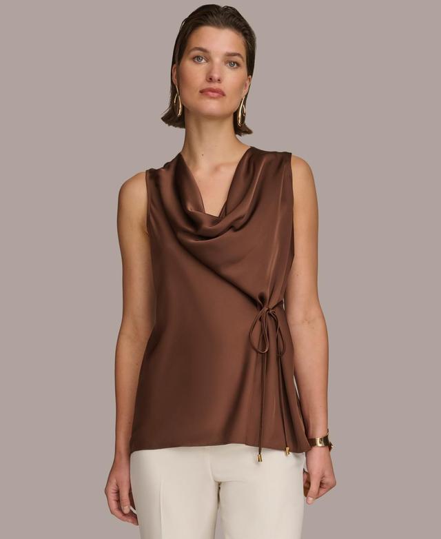 Women's Drape-Neck Sleeveless Side-Tie Top  Product Image