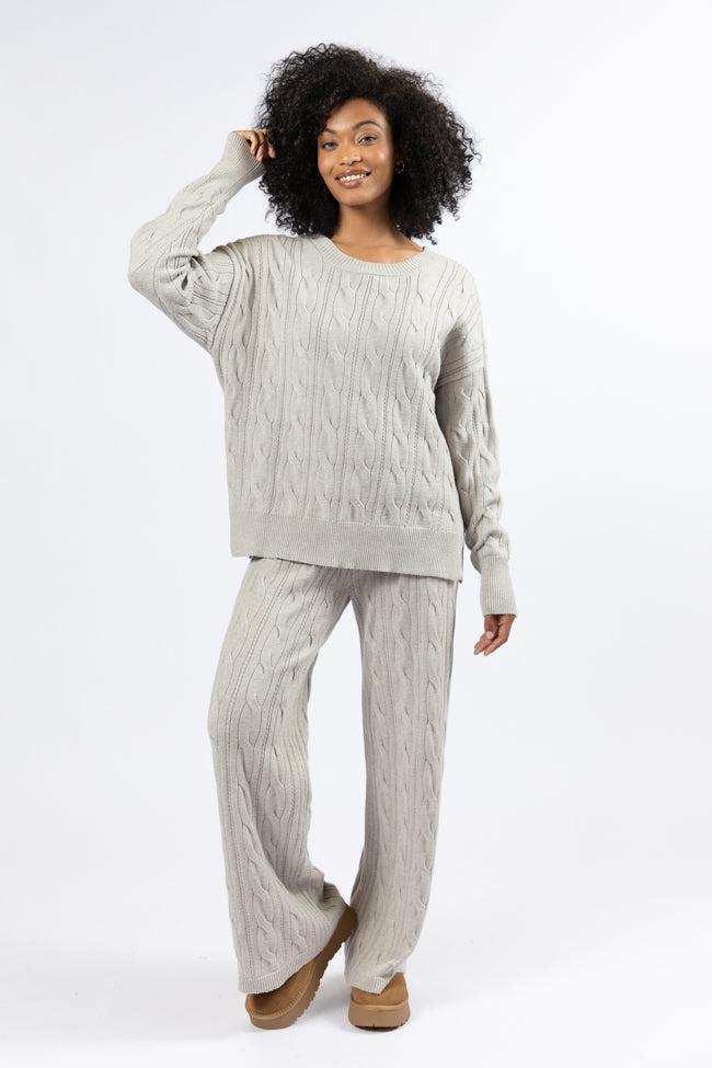 Forever Winter Grey Cable Knit Lounge Top Product Image