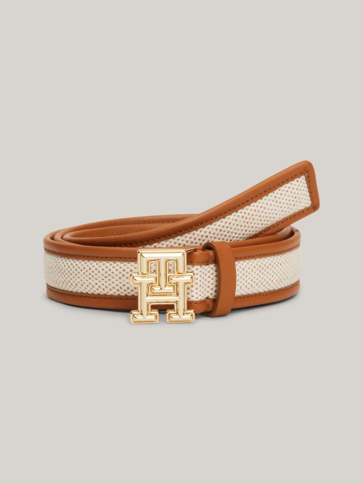 Tommy Hilfiger Women's TH Logo Canvas Leather Belt Product Image