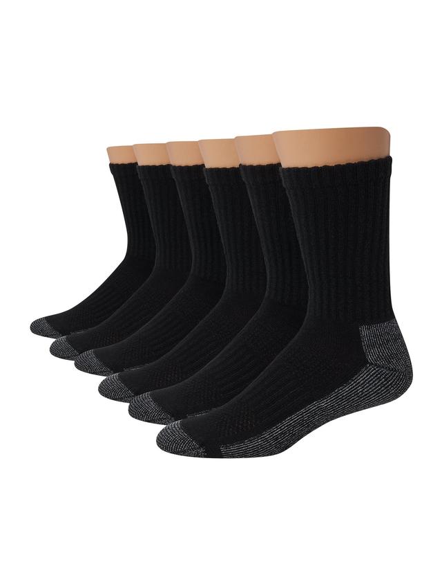 Hanes Mens Work Crew Socks 6-Pack White 6-12 Product Image