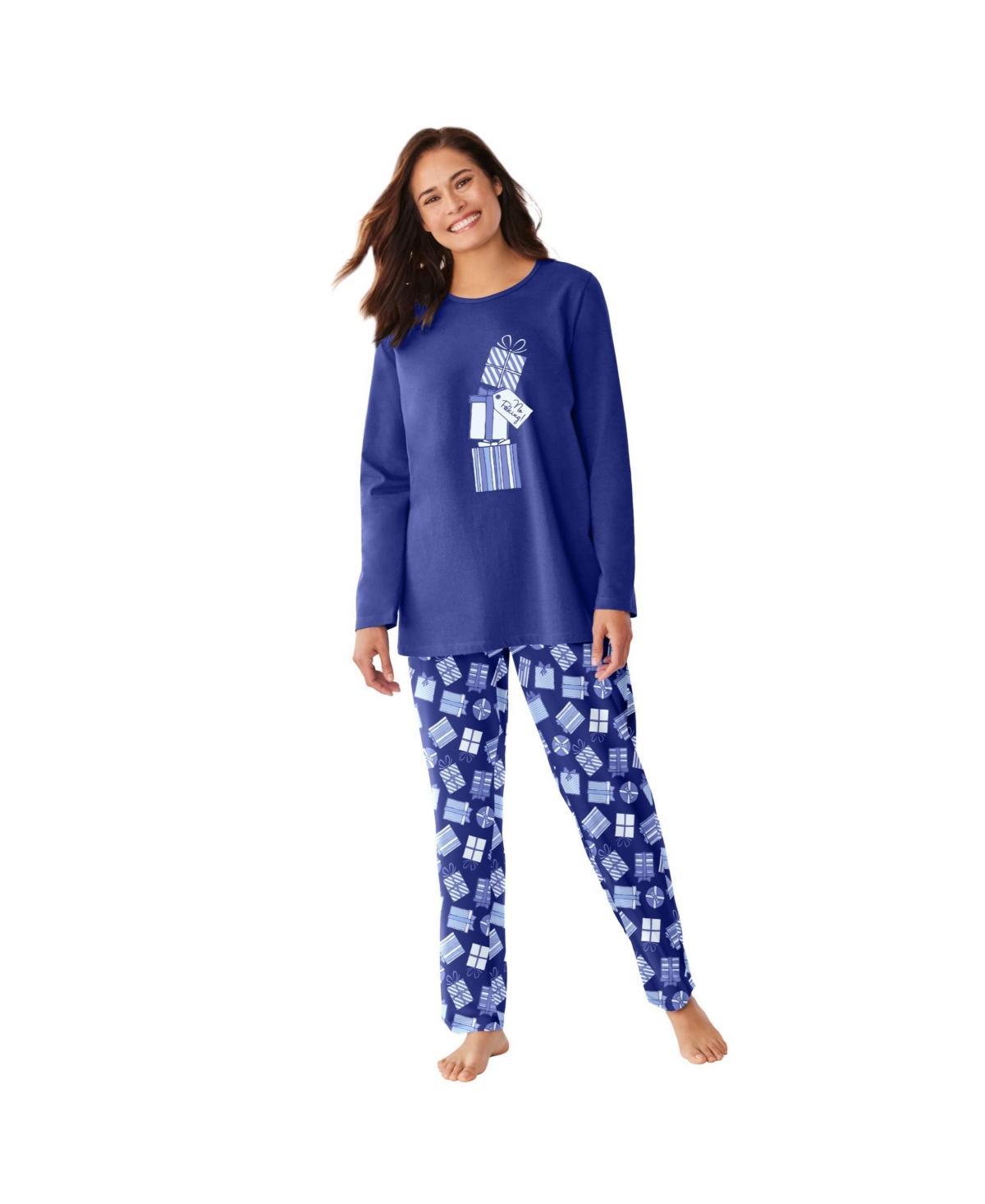 Dreams & Co. Womens Long Sleeve Knit Pj Set Product Image