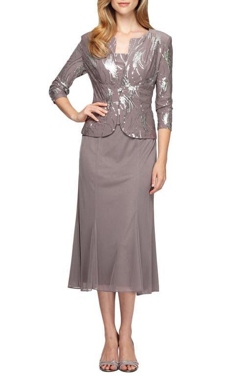 Alex Evenings Sequin Midi Dress with Jacket Product Image