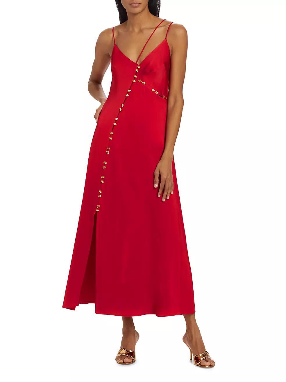 Abstraction Riddle Satin Asymmetric Maxi Dress Product Image