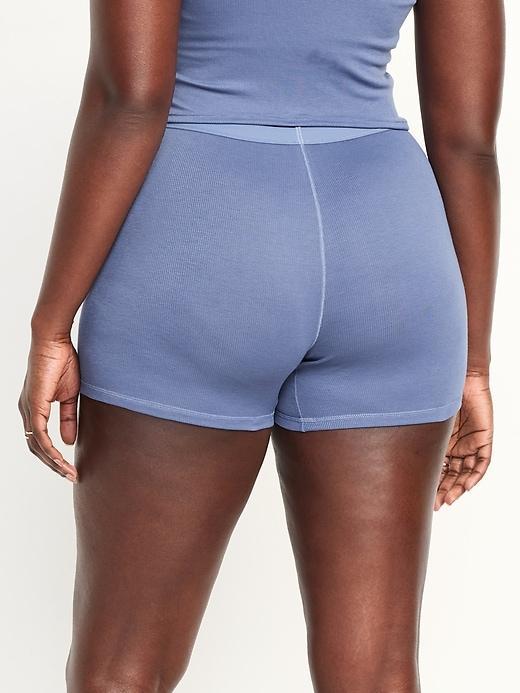 High-Waisted Ribbed Boyshort Briefs -- 3-inch inseam Product Image