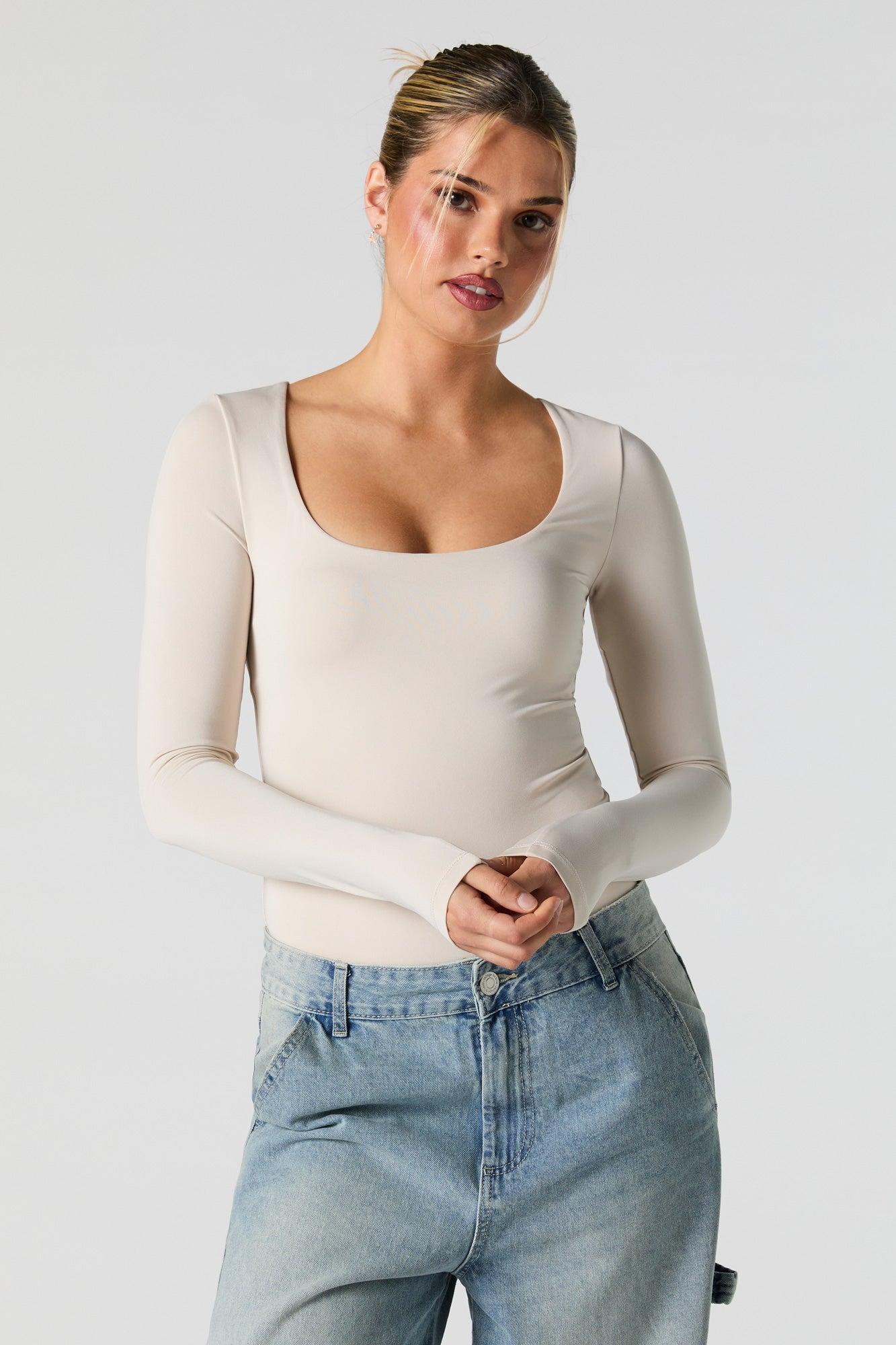 Scoop Neck Long Sleeve Bodysuit Female Product Image