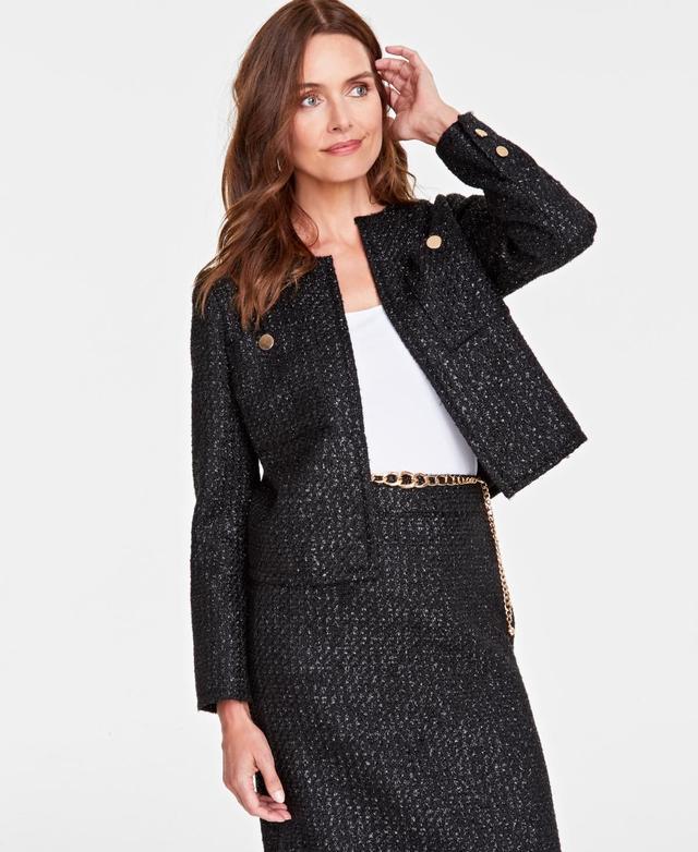 I.n.c. International Concepts Womens Cropped Tweed Jacket, Created for Macys Product Image