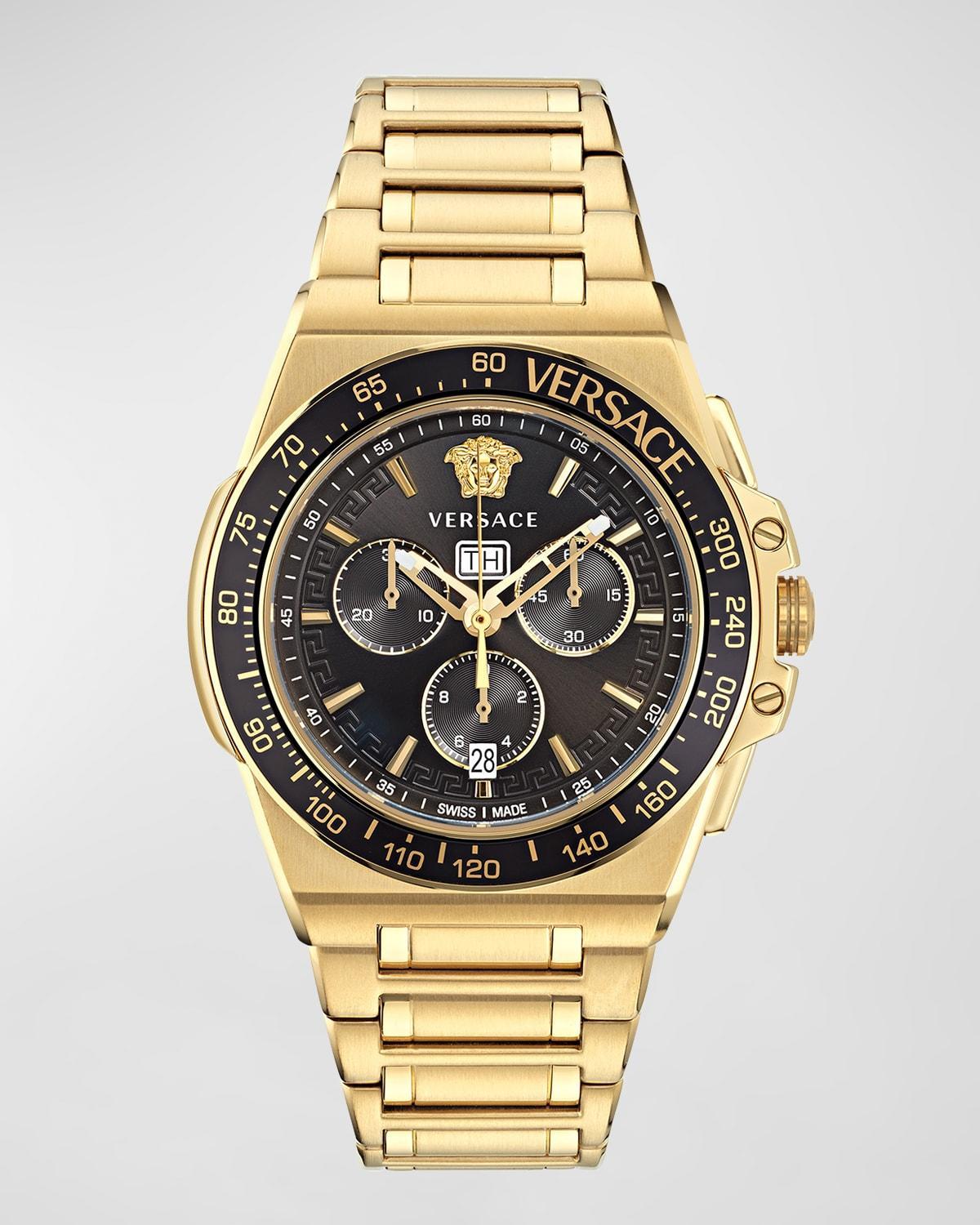 Mens 45MM Greca Extreme Chrono Yellow Gold Watch Product Image