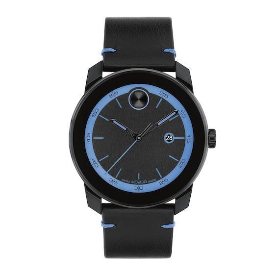 Movado Bold Mens TR90 Quartz Analog Black Leather Strap Watch Product Image