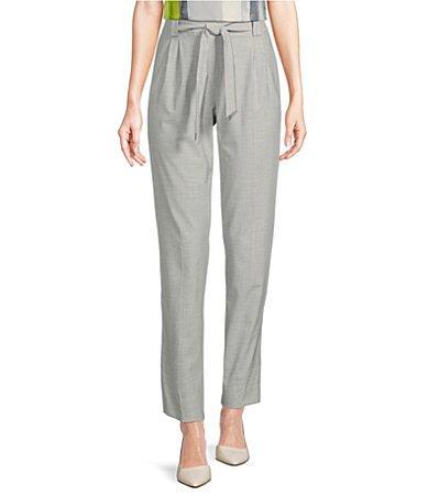 Calvin Klein Woven Flat Front Tie Waist Belted Coordinating Straight Leg Pants Product Image