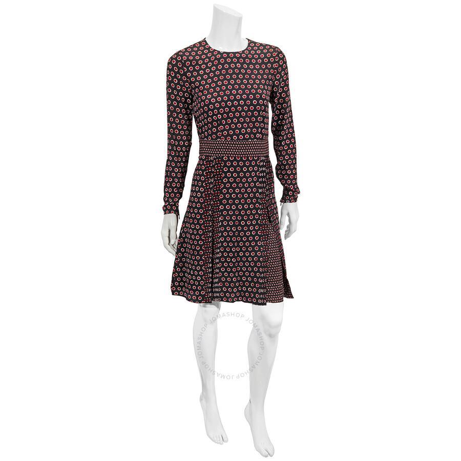 BURBERRY Spot Print Long-sleeve Silk Dress In Parade Red Product Image