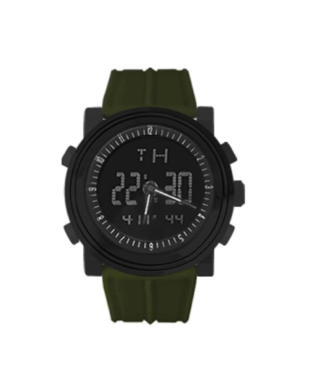 Rocawear Mens Black, Olive Silicone Strap Watch 47mm Product Image