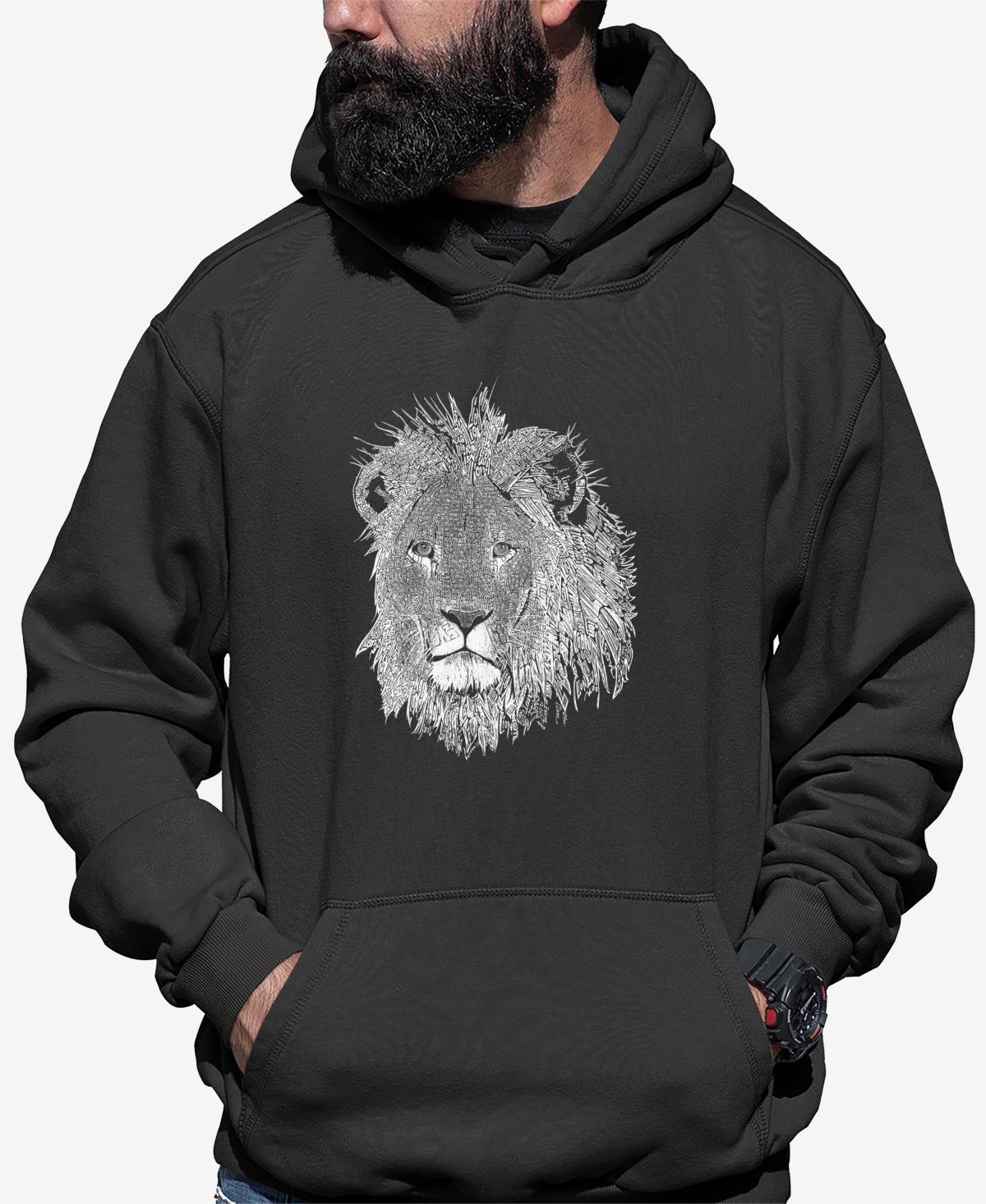 Mens Word Art Lion Hooded Sweatshirt Product Image