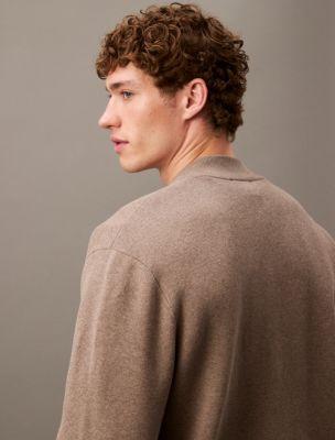 Smooth Cotton Sweater Bomber Jacket Product Image