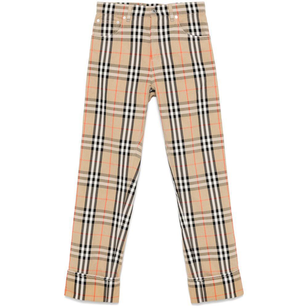 Check-print Trousers In Brown Product Image