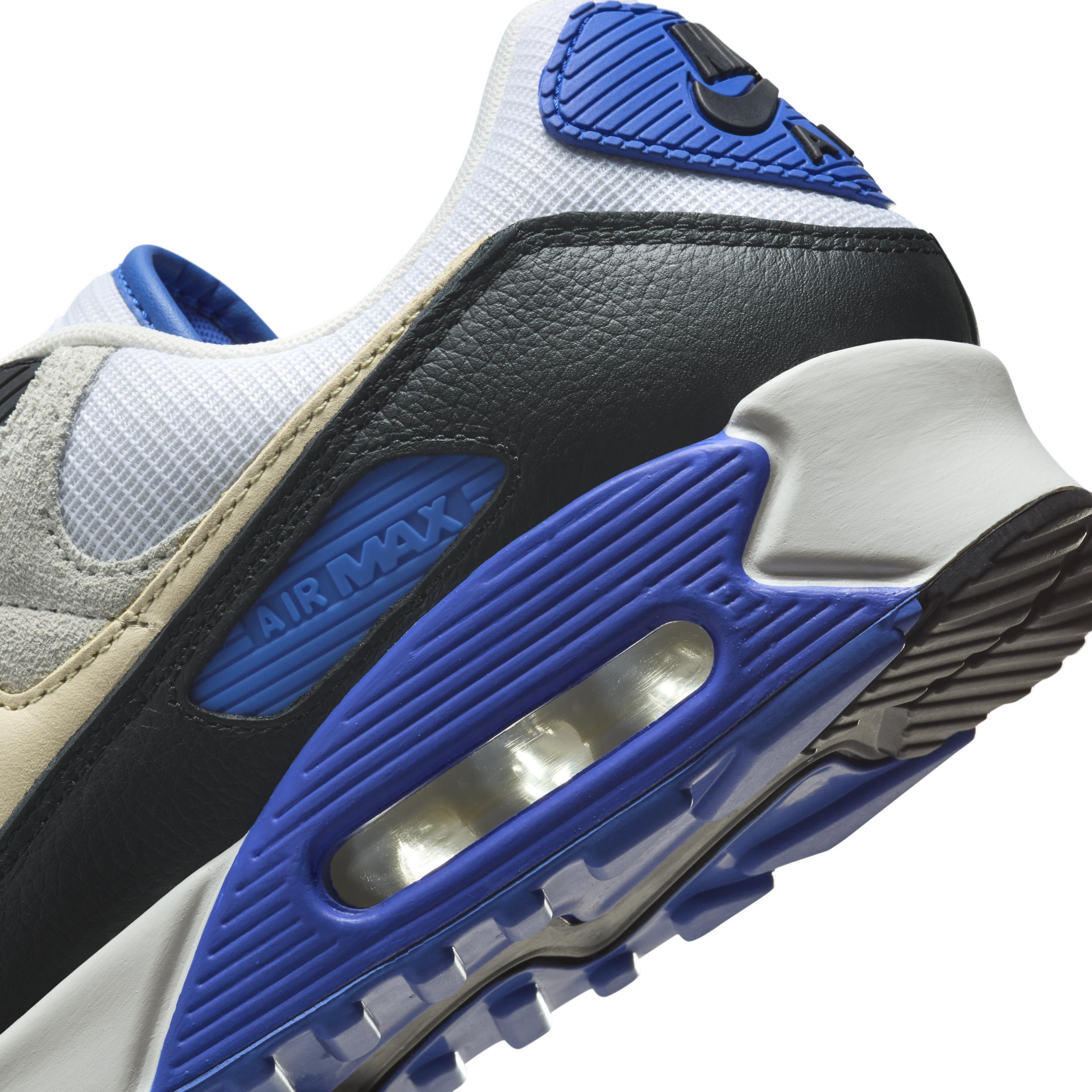 Nike Mens Nike Air Max 90 Premium - Mens Running Shoes White/Khaki/Blue Product Image