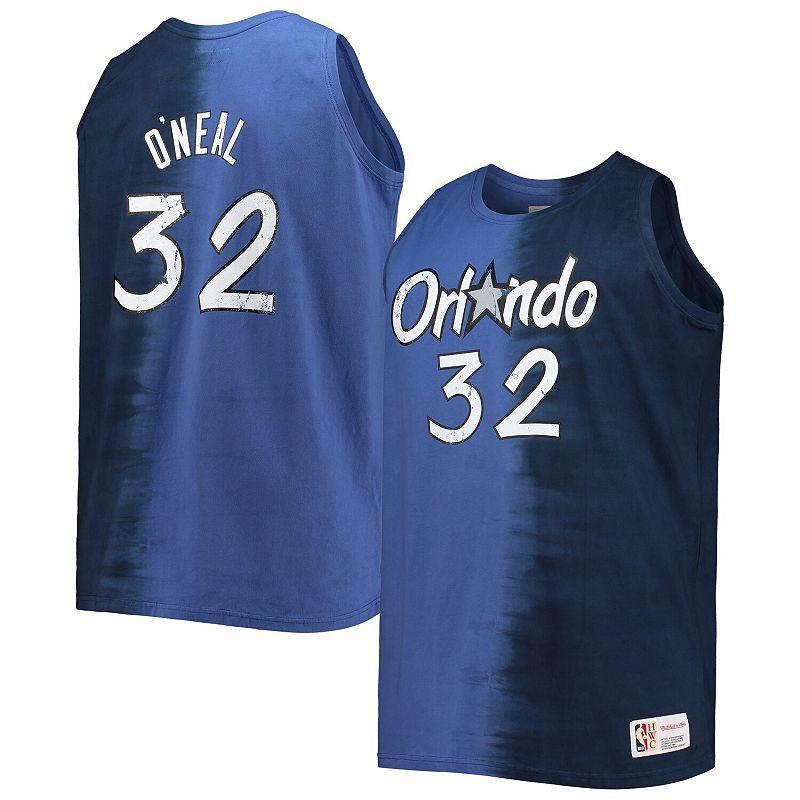 Mens Mitchell & Ness Shaquille ONeal Blue, Navy Orlando Magic Big and Tall Profile Tie-Dye Player Tank Top - Blue, Navy Product Image