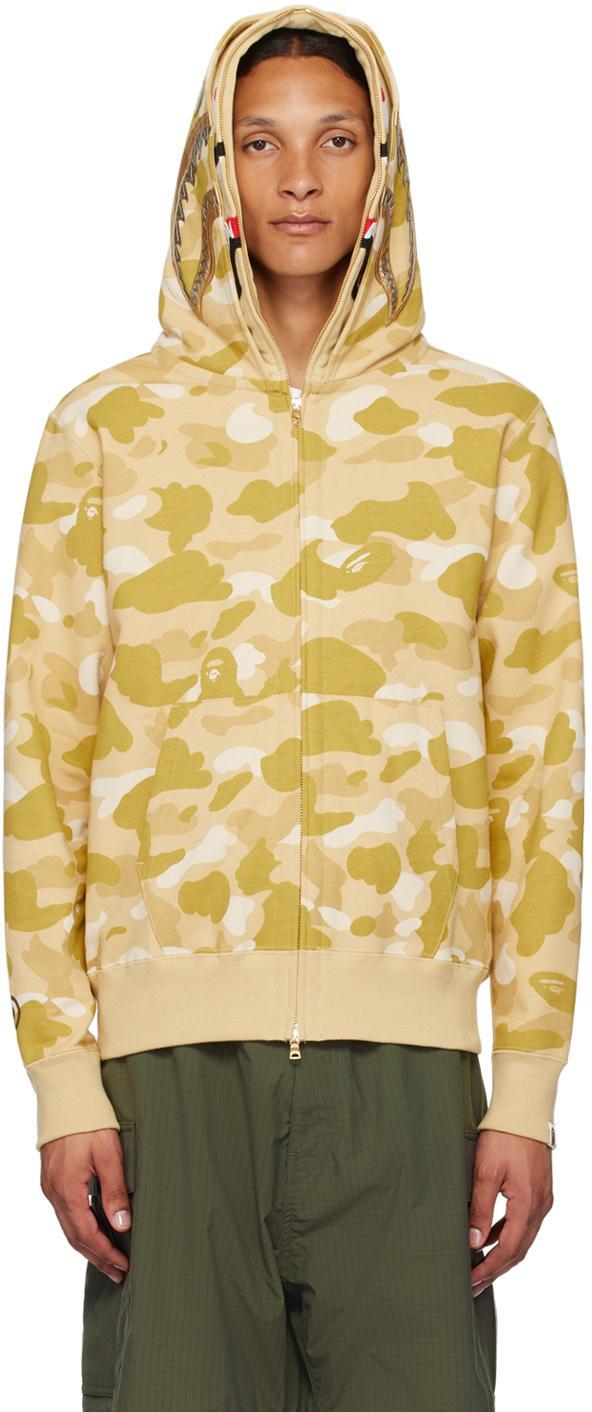 Yellow Color Camo Double Shark Full Zip Hoodie Product Image