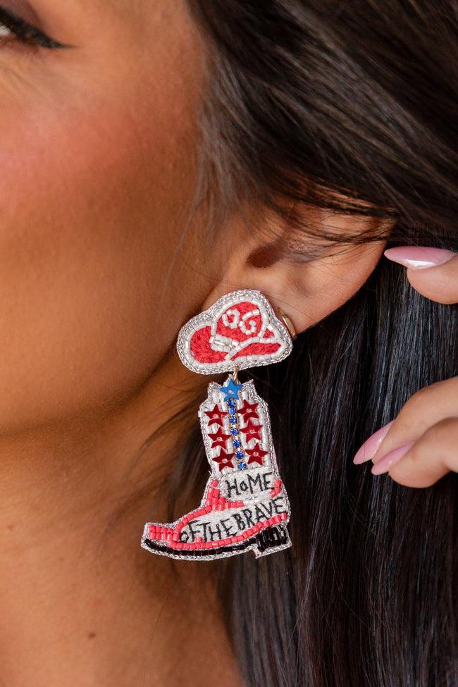 Land of the Free Cowboy Boot Earrings Product Image