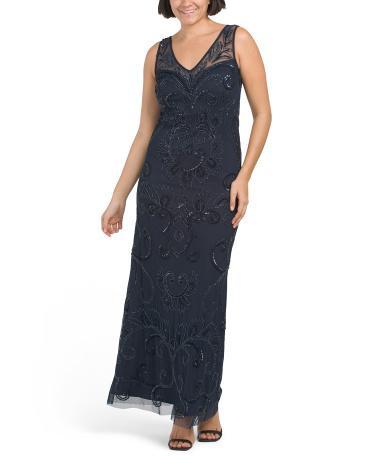 Illusion Beaded Gown for Women Product Image