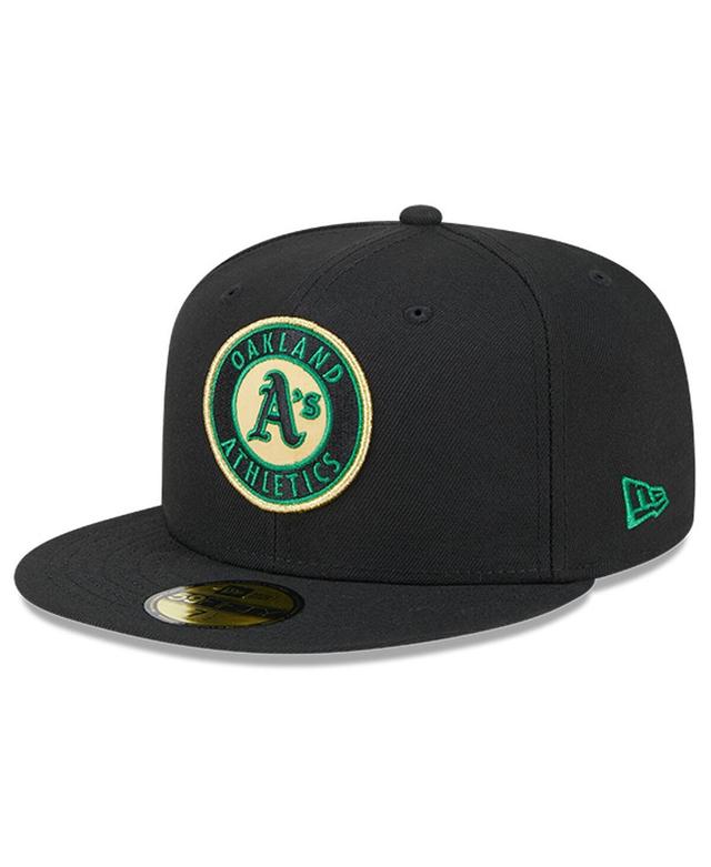 New Era Mens Black Oakland Athletics 59FIFTY Day Team Pop Fitted Hat Product Image