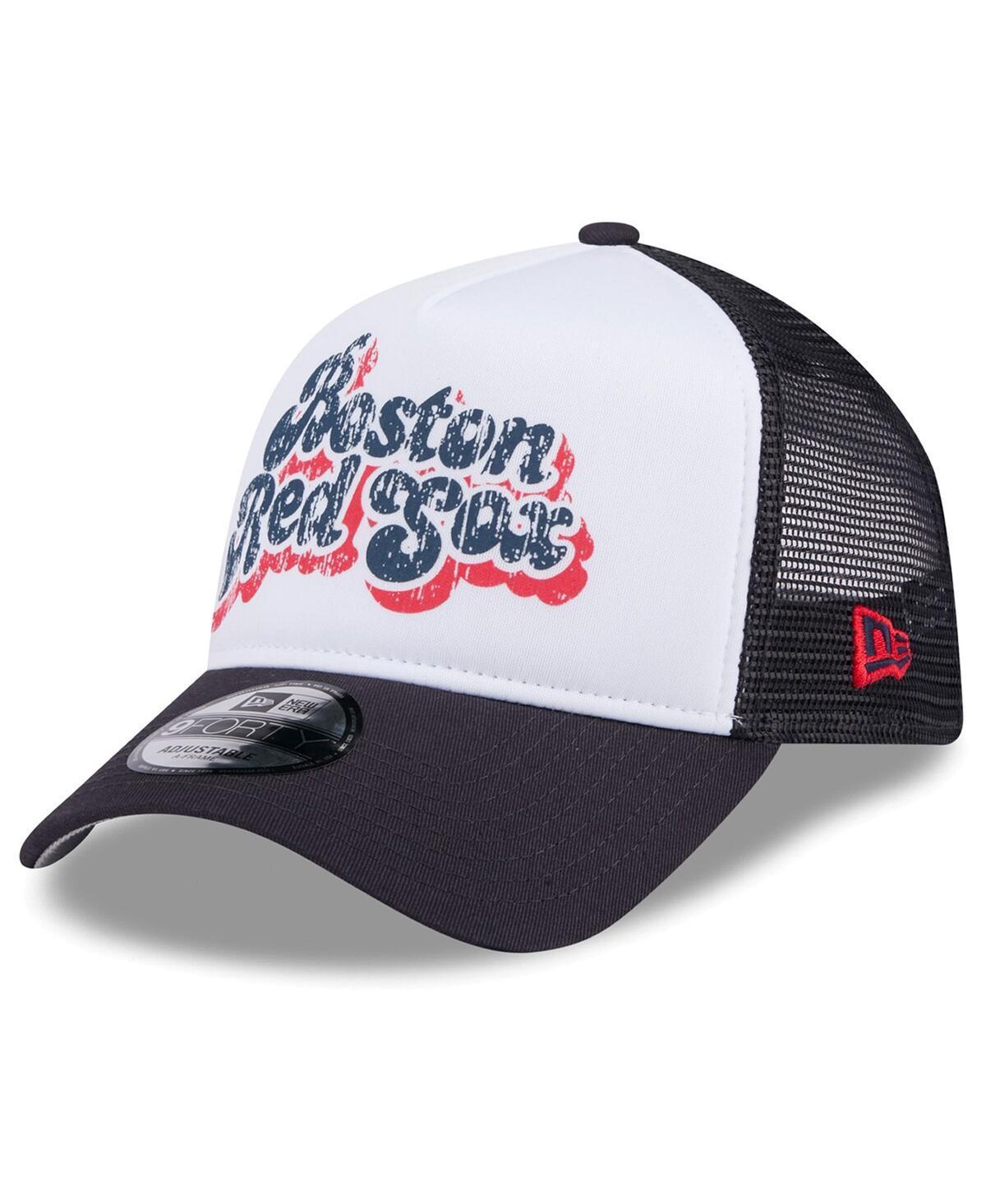 Womens New Era /Navy Boston Red Sox Throwback Team Foam Front A-Frame Trucker 9FORTY Adjustable Hat Product Image