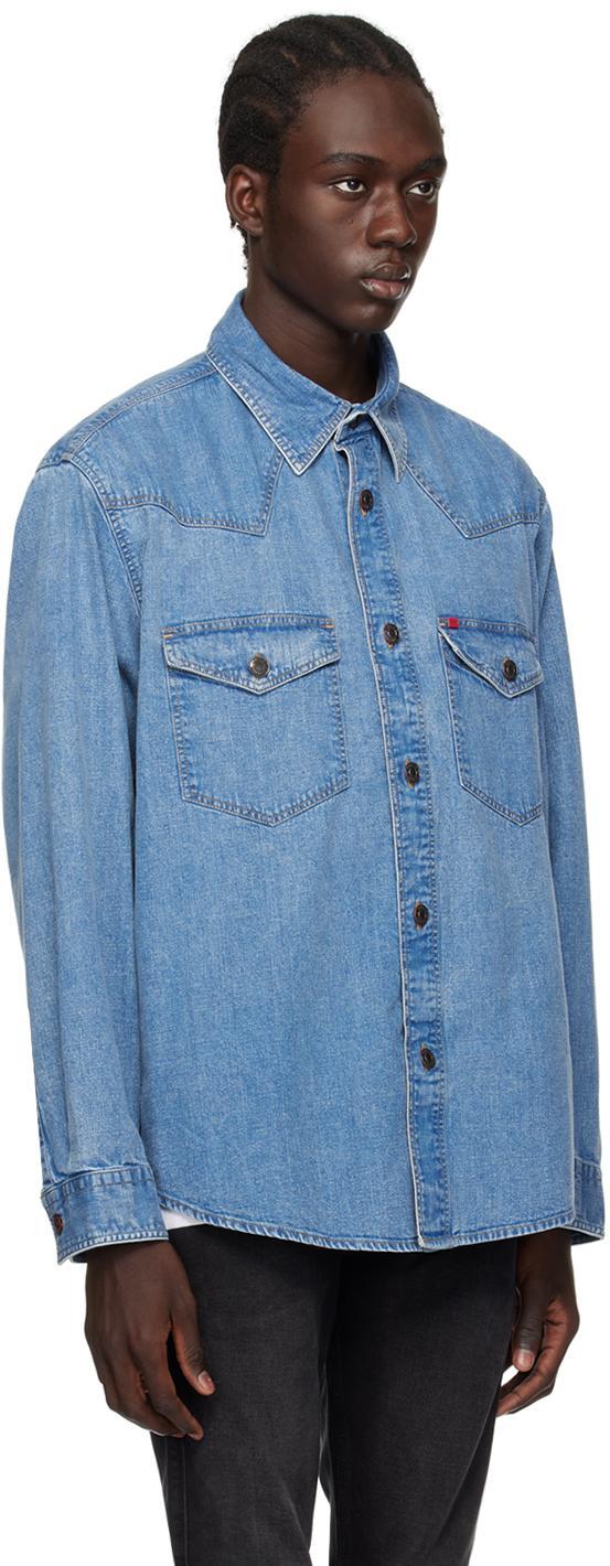 HUGO BOSS Blue Oversized Denim Shirt In Light Blue Product Image