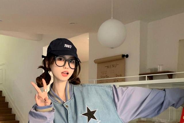 Star Print Denim Button-Up Jacket Product Image