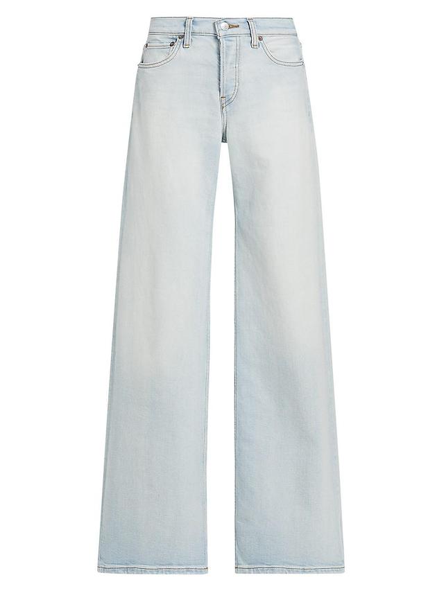 Womens Mid-Rise Stretch Wide-Leg Jeans Product Image