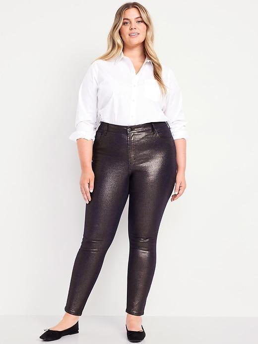 High-Waisted Shine Rockstar Super-Skinny Jeans Product Image