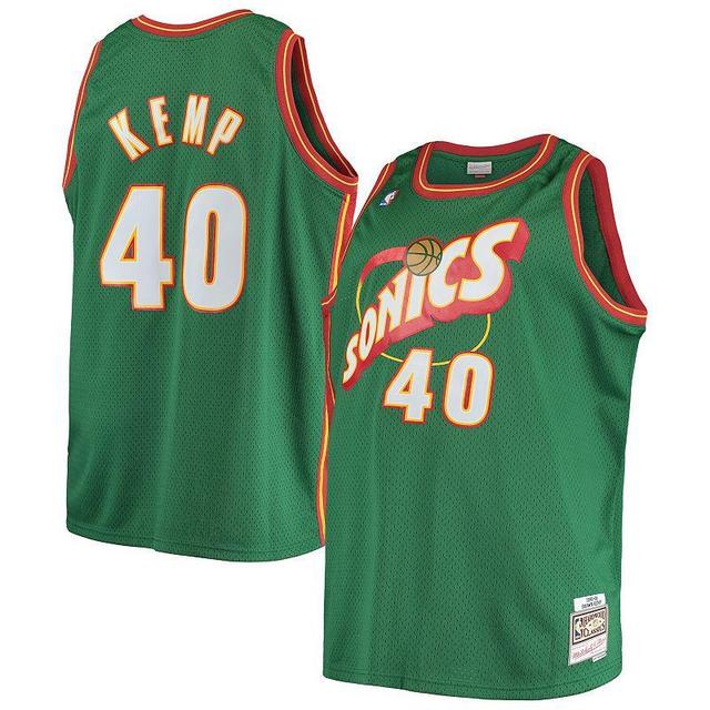 Mens Mitchell & Ness Shawn Kemp Green Seattle SuperSonics Big & Tall Hardwood Classics Jersey Product Image