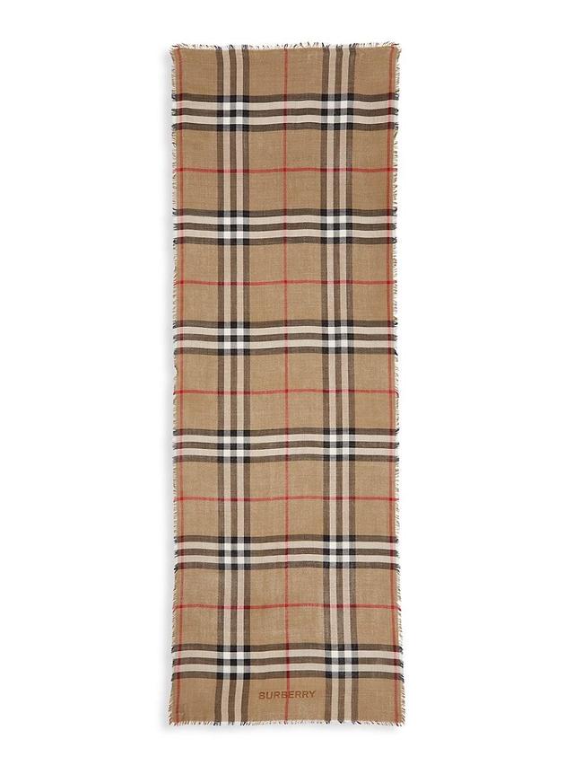 Womens Checked Wool-Blend Scarf Product Image