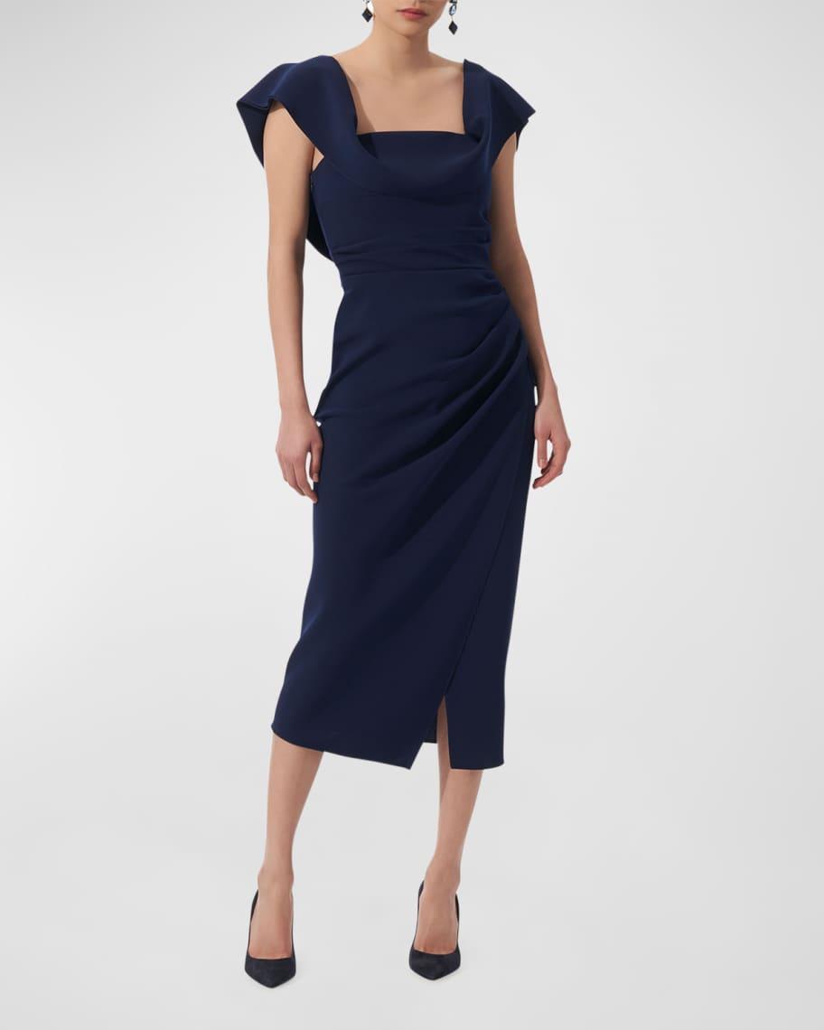 Draped Midi Dress with Slit Product Image