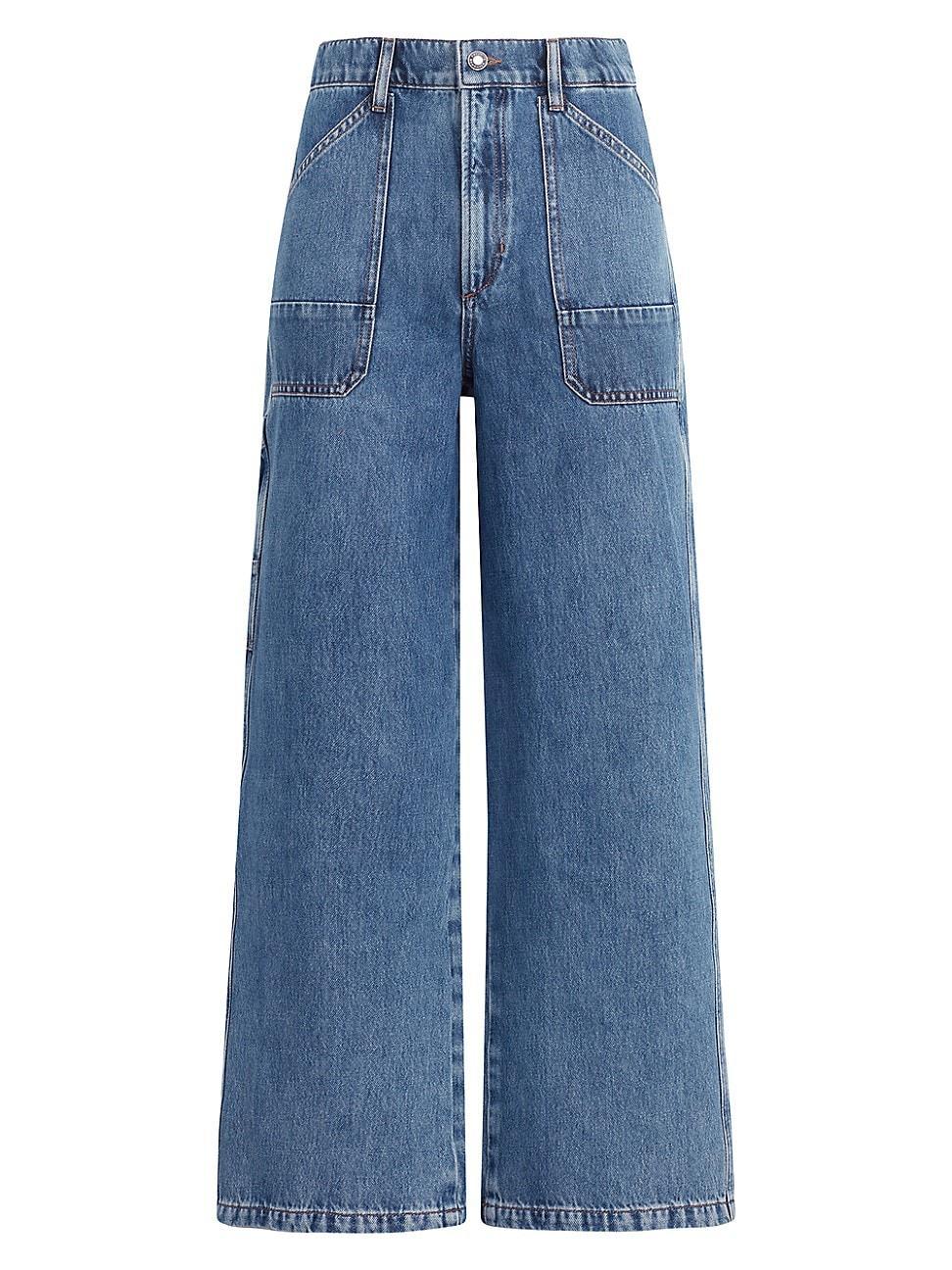 Womens Mischa Utility High-Rise Crop Wide-Leg Jeans product image