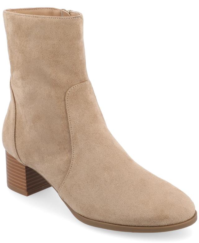 Journee Collection Womens Hayven Tru Comfort Foam Stacked Block Heel Almond Toe Booties Product Image