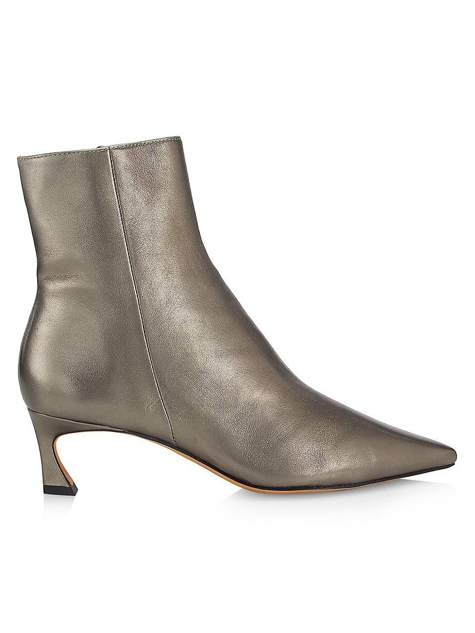 Womens Myra 50MM Metallic Leather Ankle Booties Product Image